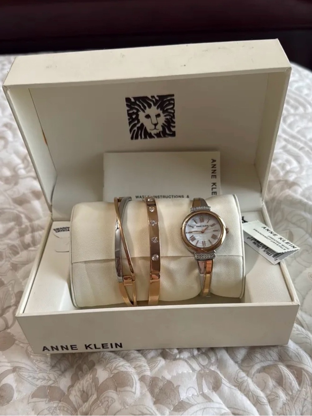 Anne Klein Rose Gold and Silver-Tone Bracelet Watch Set